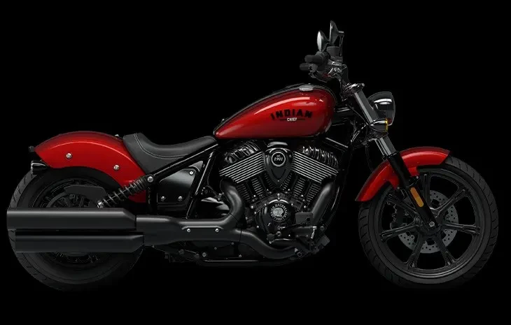 Studio image of Indian Chief Dark Horse 2024 in Sunset Red Metallic colourway, available at Brisan Motorcycles Newcastle