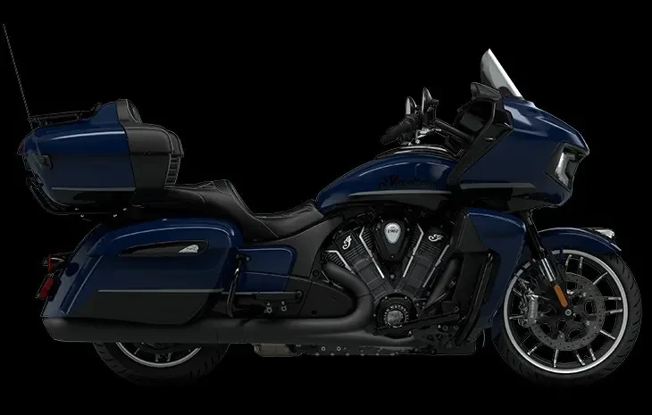Studio image of Indian Motorcycle Pursuit Dark Horse in Springfield Blue, available at Brisan Motorcycles Newcastle