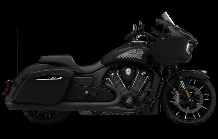 Studio image of Indian Motorcycle Challenger Dark Horse In Black Smoke Colourway, Available at Brisan Motorcycles Newcastle