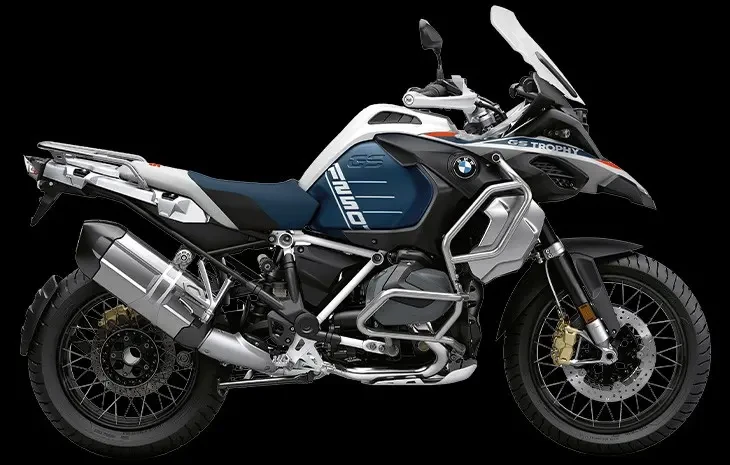 Studio image of BMW R 1250 GS Adventure Trophy in Gravity Blue Metallic at Brisan Motorcycles Newcastle