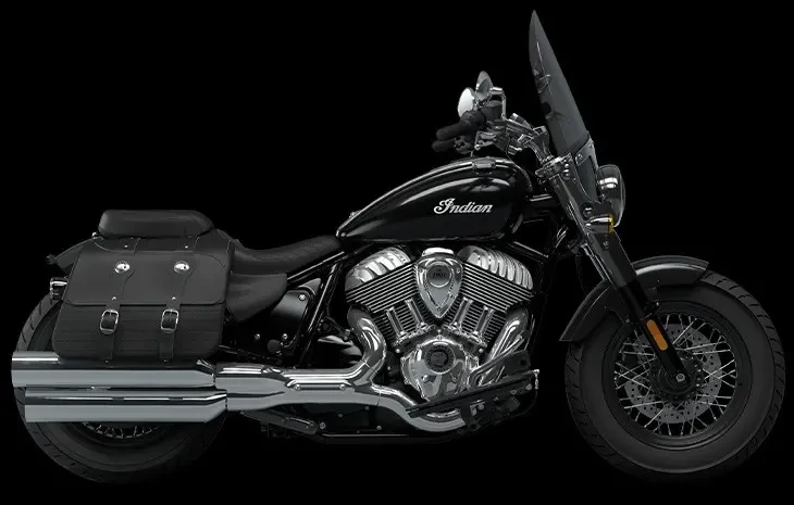 Studio image of Indian Super Chief Limited 2024 in Black Metallic colourway, available at Brisan Motorcycles Newcastle