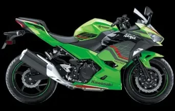 Studio image of Kawasaki Ninja 400 in Lime Green/Ebony, Learner approved motorcycle available at Brisan Motorcycles Newcastle