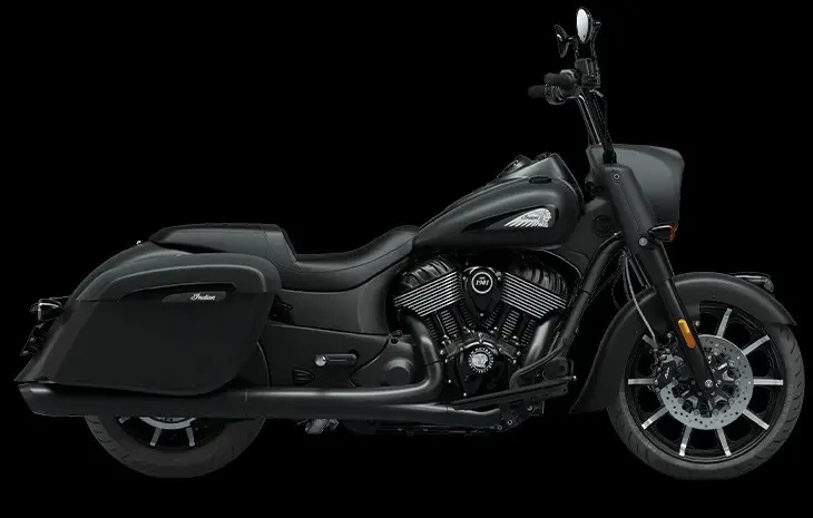 Studio image of Indian Springfield Dark Horse 2024 in Black Smoke colourway, available at Brisan Motorcycles Newcastle