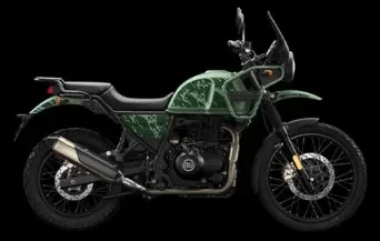 Studio image of Royal Enfield Himalayan in Pine Green colourway