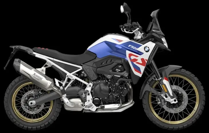 Studio Image of 2024 BMW F 900 GS in Light White, Racing Red, Racing Blue (Tricolour) - Adventure Motorcycle at Brisan Motorcycles Newcastle