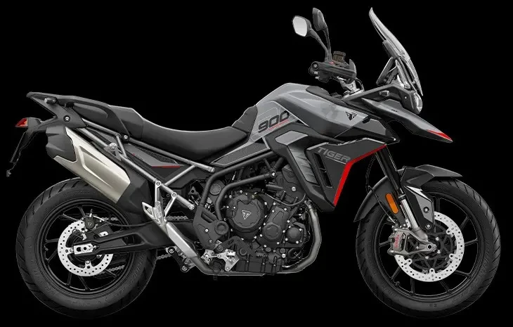 Studio image of 2024 Triumph Tiger 900 GT in Graphite, available at Brisan Motorcycles Newcastle