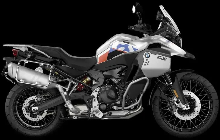 Studio Image of 2024 BMW F 900 GS Adventure/RIDE PRO in White Aluminium Metallic Matt - Adventure Motorcycle at Brisan Motorcycles Newcastle