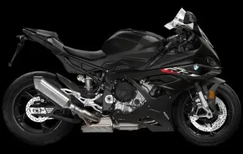 Studio image of BMW S 1000 RR sportsbike in Black Storm Metallic colourway, available at Brisan Motorcycles Newcastle