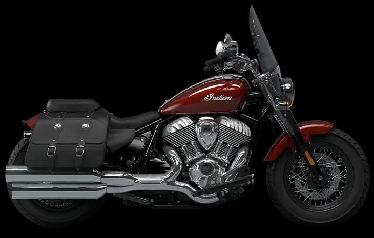 Studio image of Indian Super Chief Limited 2024 in Maroon Metallic colourway, available at Brisan Motorcycles Newcastle