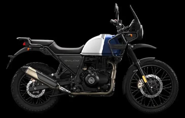 Studio image of Royal Enfield Himalayan in Lake Blue colourway