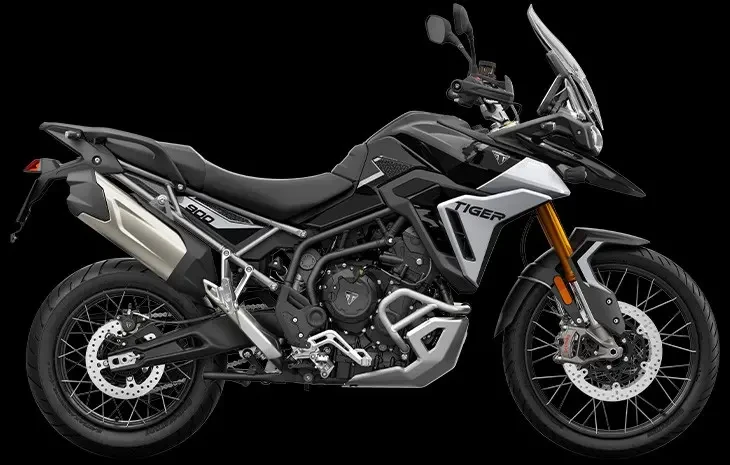 Studio image of 2024 Triumph Tiger 900 Rally Pro in Carbon Black, available at Brisan Motorcycles Newcastle
