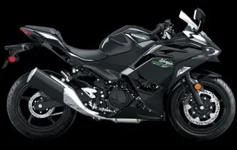 Studio image of 2024 Kawasaki Ninja 500 in black colourway, available at Brisan Motorcycles Newcastle