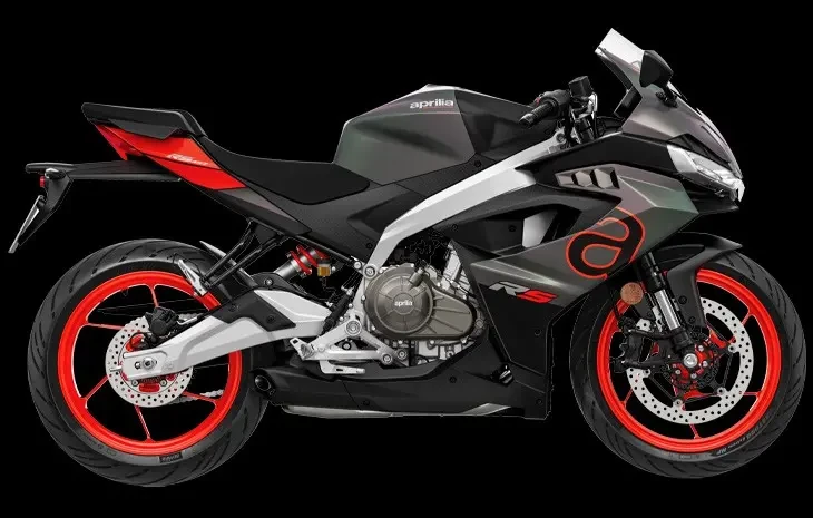 Studio image of 2024 Aprilia RS 457 in Aprilia Black colourway, available at Brisan Motorcycles Newcastle