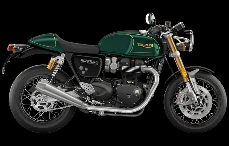 Studio image of Triumph Thruxton Final Edition in competition green, available at Brisan Motorcycles Newcastle
