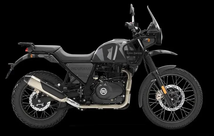 Studio image of Royal Enfield Himalayan in Sleet Black colourway